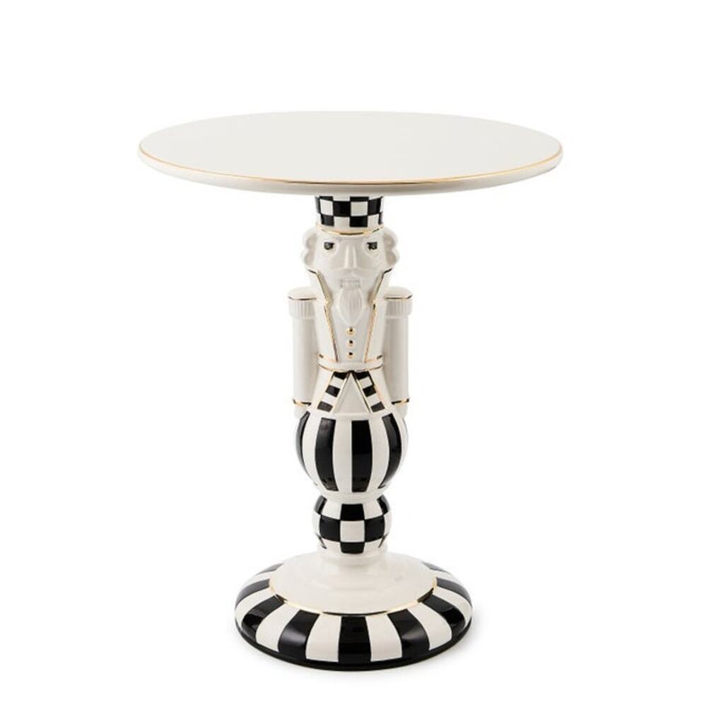 Mackenzie Childs Courtly Noel Nutcracker Pedestal Platter 13.5in H NEW